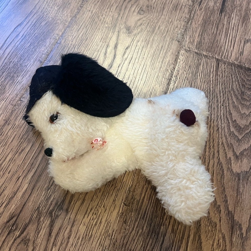 Vintage 80s Plush Dog Toy with Black Ears